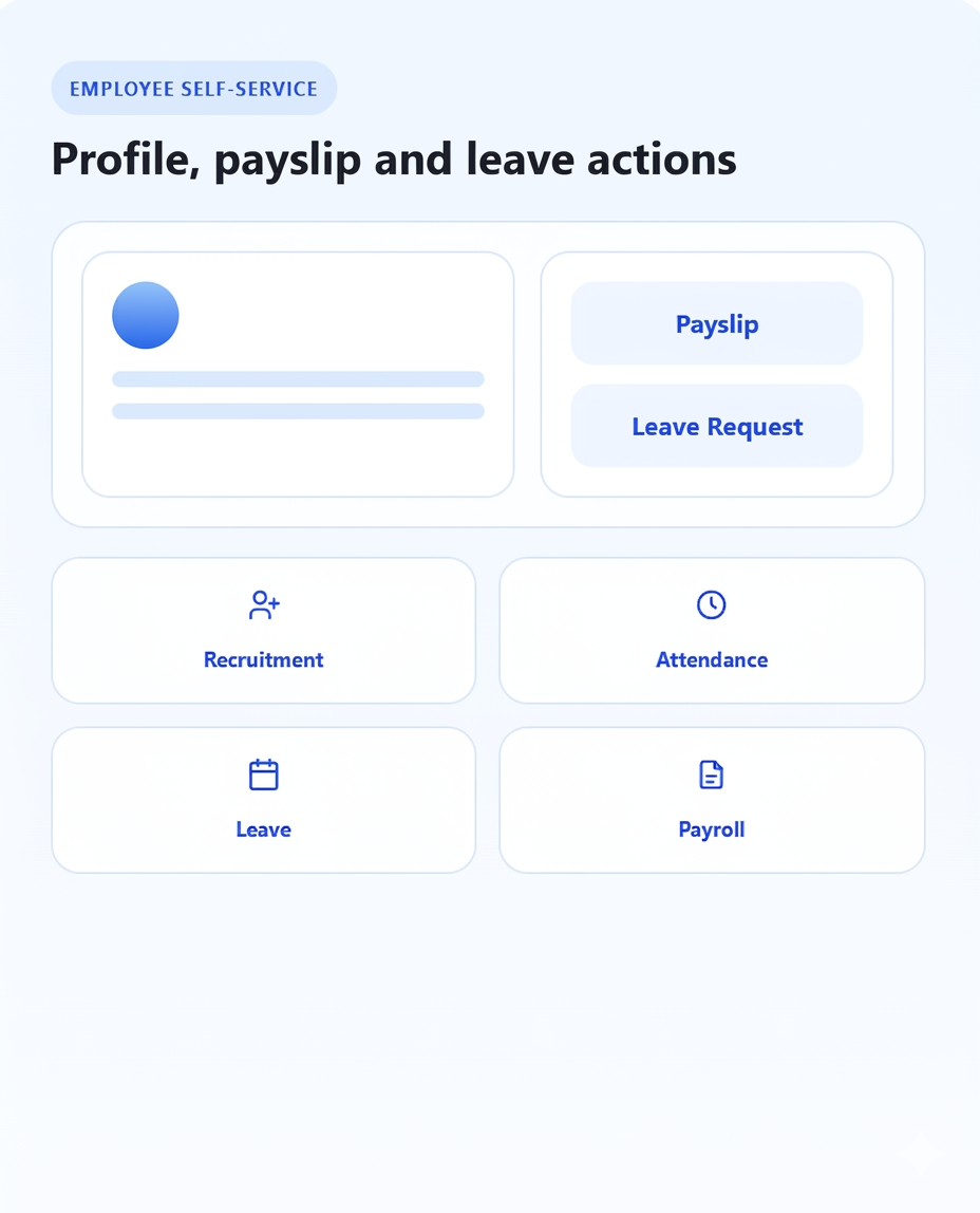 Employee self-service portal dashboard for HR software in Chennai