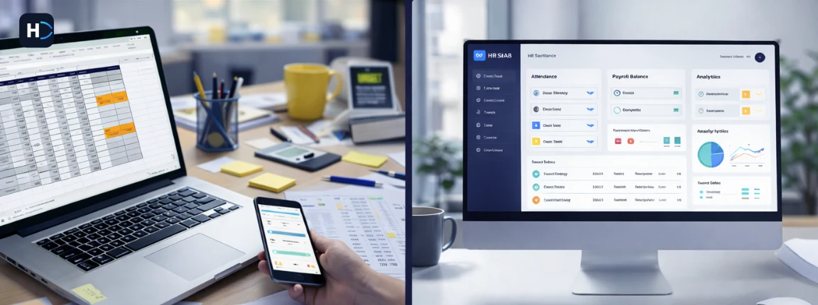 Manual spreadsheets versus unified HR SaaS workforce platform dashboard