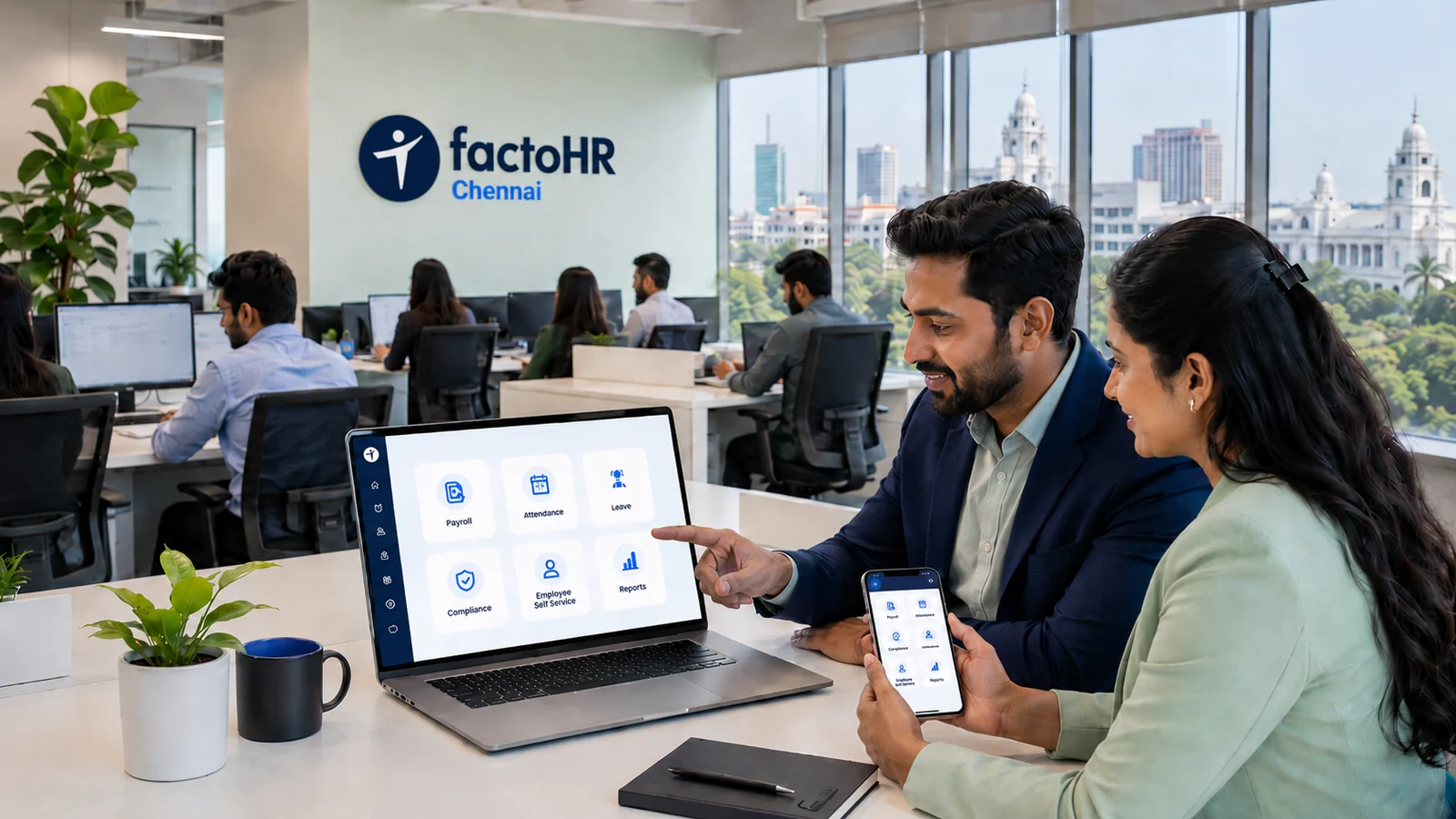 factoHR HRMS in Chennai - Tamil Nadu's trusted HR software company helping 5,000+ businesses with payroll, attendance, leave & compliance